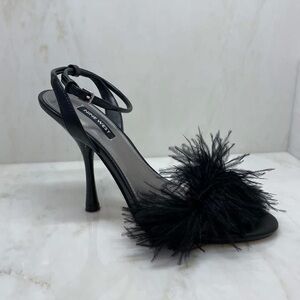 Nine West Black Feathered Heels